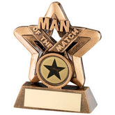 BRZ/GOLD MAN OF THE MATCH MINI STAR WITH PLATE (1in CENTRE) - 3.75in